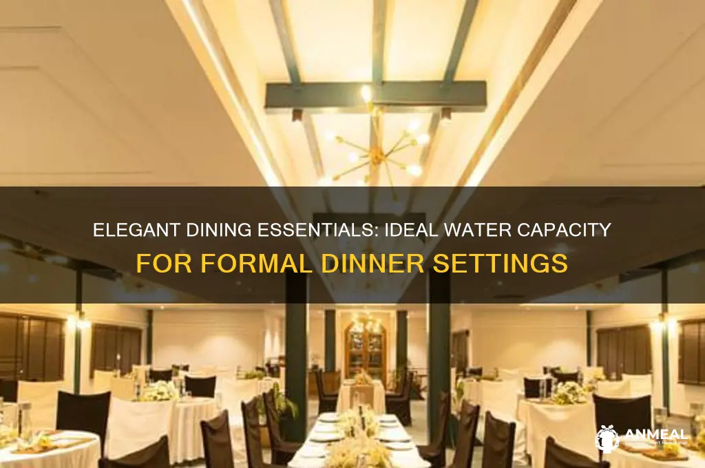 what is the recommended water capacity for a formal dinner