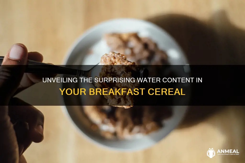 what percent is the water content in breakfast cereal