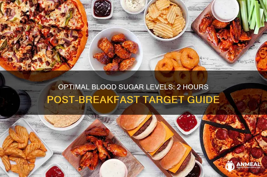 what should blood sugar be 2 hours after breakfast