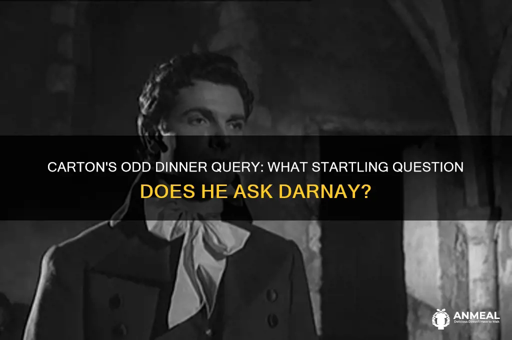 what strange question does carton ask darnay at dinner