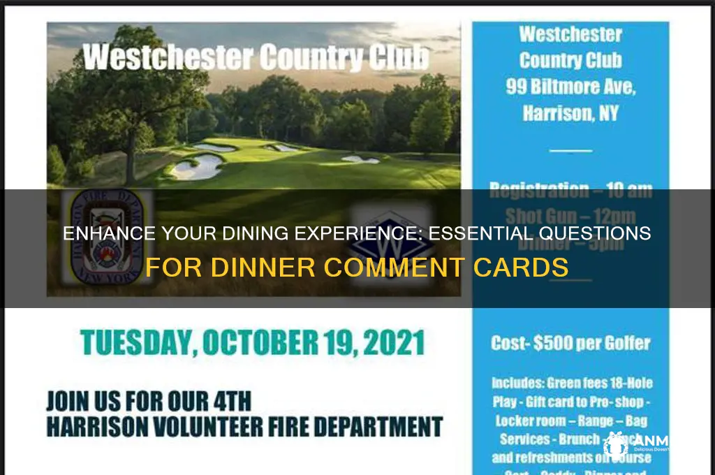 what to ask on a dinner comment card