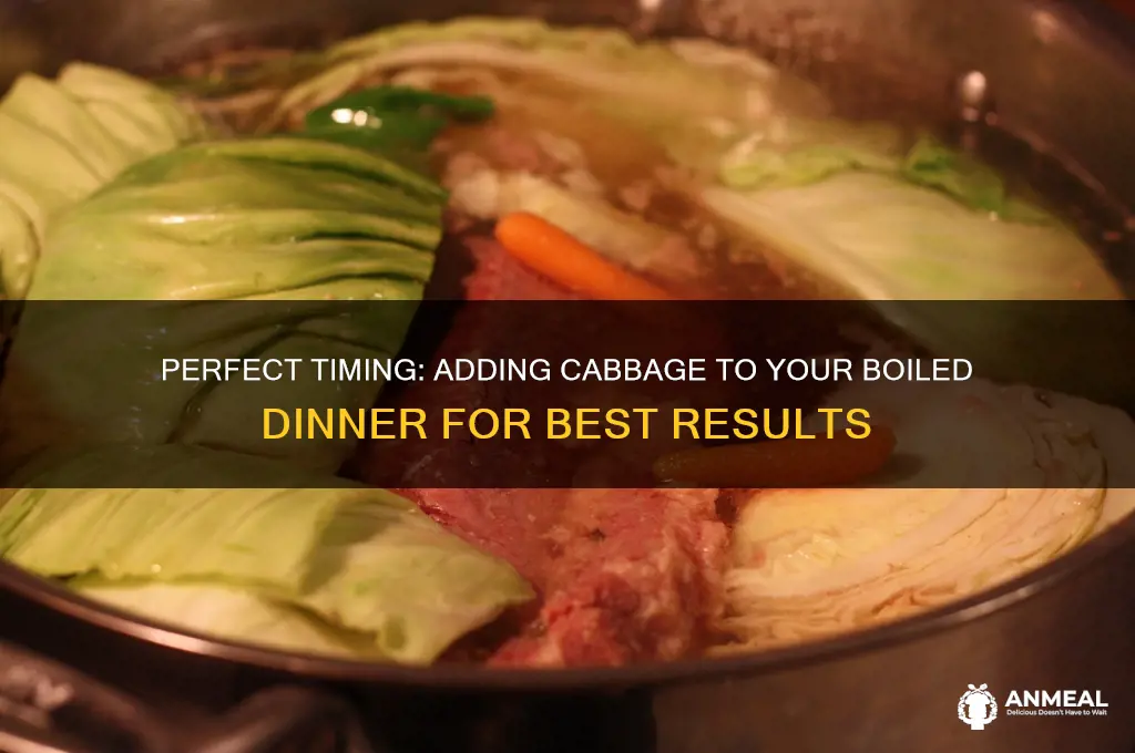 when do you add cabbage to a boiled dinner