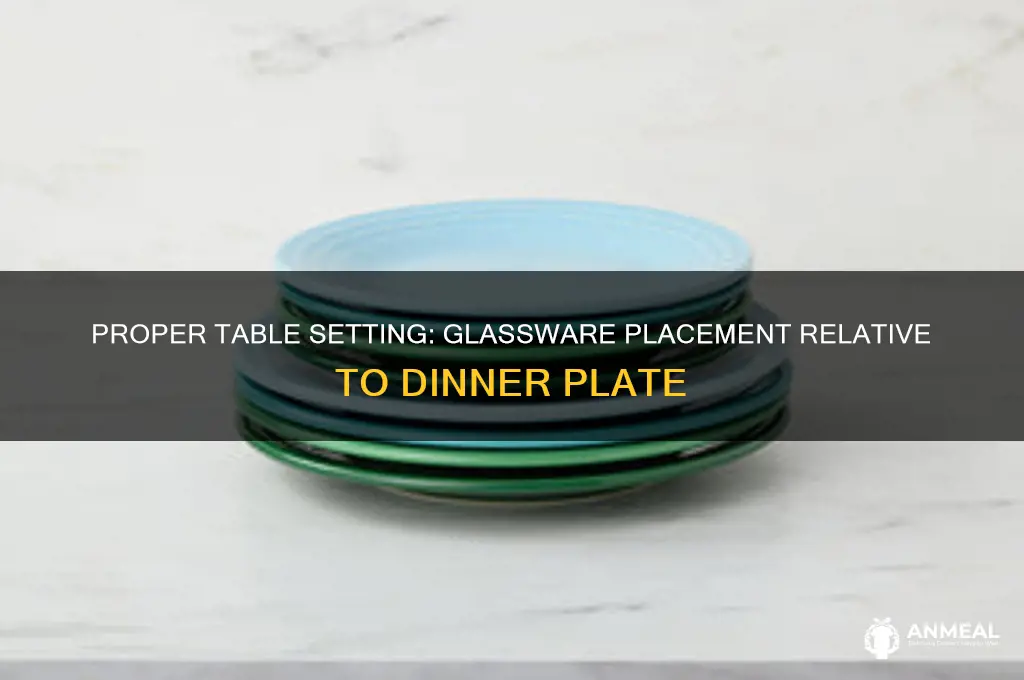 where are glasses positioned in relation to the dinner plate