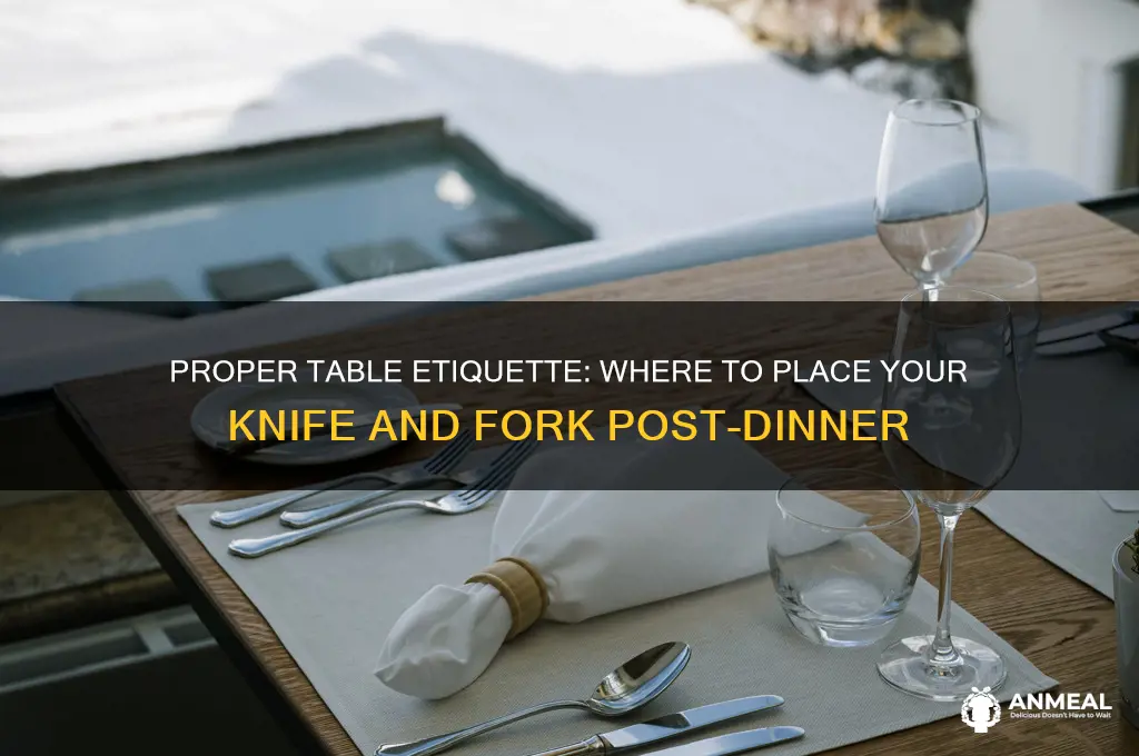 where do you put your knife and fork after dinner