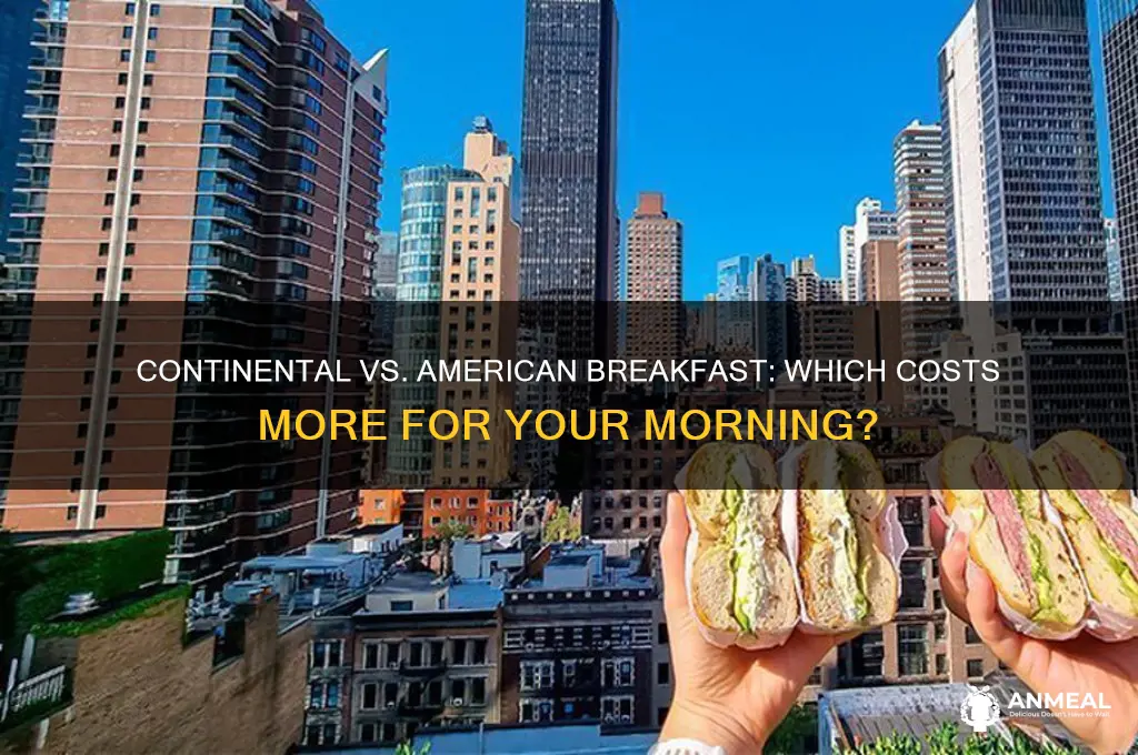 which is more expensive a continental breakfast or american breakfast