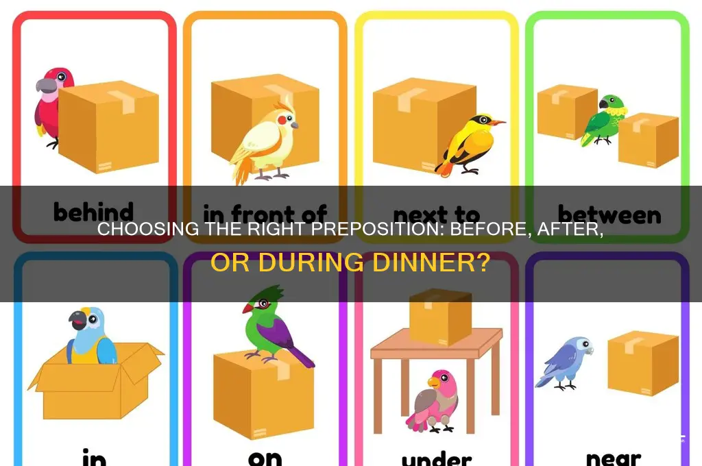 which preposition is used before dinner