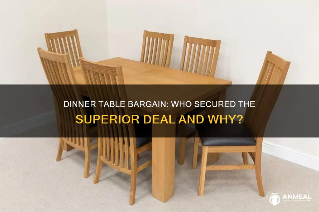 who earned the better deal in the dinner table bargain