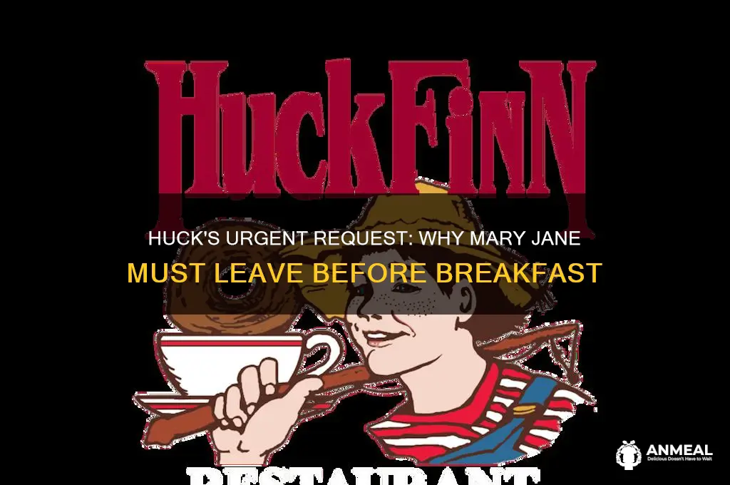 why does huck want mary jane to leave before breakfast